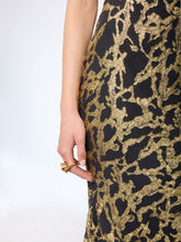 Cargar imagen en el visor de la galería, Long Marbled Gold Silk Dress
