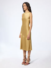 Load image into Gallery viewer, Gold Mermaid Midi Dress With Open Back
