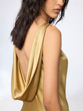 Load image into Gallery viewer, Gold Mermaid Midi Dress With Open Back
