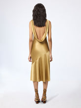 Load image into Gallery viewer, Gold Mermaid Midi Dress With Open Back
