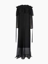 Charger l&#39;image dans la galerie, Black Long Silk Dress With Bow Details
