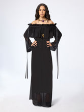 Charger l&#39;image dans la galerie, Black Long Silk Dress With Bow Details

