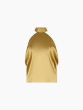Charger l'image dans la galerie, Gold Halterneck Silk Satin Top
