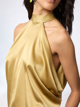 Charger l'image dans la galerie, Gold Halterneck Silk Satin Top
