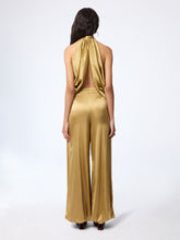 Cargar imagen en el visor de la galería, Gold Halterneck Silk Satin Top
