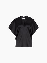 Charger l'image dans la galerie, Black V-Neck Silk Satin Top
