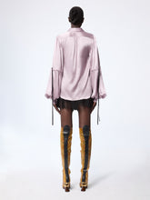 Charger l'image dans la galerie, Mauve Silk Satin Shirt With Bow Details
