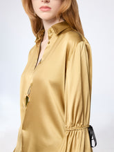 Load image into Gallery viewer, Gold Silk Satin Shirt With Bow Details
