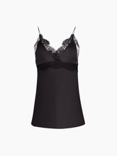 Charger l&#39;image dans la galerie, Black V-Neck Silk Satin Top
