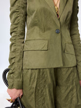 Cargar imagen en el visor de la galería, Crinkled Cotton Blazer With Ruffled Sleeves
