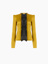 Cargar imagen en el visor de la galería, Mustard Crepe Satin Jacket With Front Pleat
