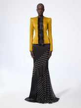 Cargar imagen en el visor de la galería, Mustard Crepe Satin Jacket With Front Pleat
