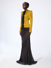 Cargar imagen en el visor de la galería, Mustard Crepe Satin Jacket With Front Pleat
