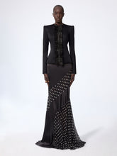 Charger l'image dans la galerie, Black Crepe Satin Jacket With Front Pleat
