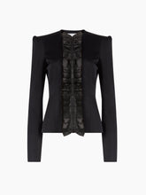 Load image into Gallery viewer, Black Crepe Satin Jacket With Front Pleat
