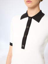 Load image into Gallery viewer, White Bicolour Cropped Polo
