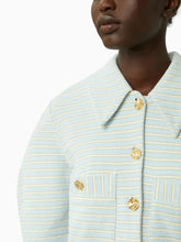 Charger l&#39;image dans la galerie, Striped terry cotton jacket in blue and gold - Nina Ricci
