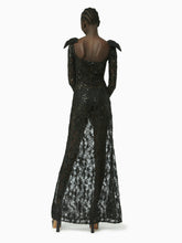 Charger l&#39;image dans la galerie, Long sequin lace dress in black - Nina Ricci
