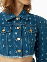 Charger l&#39;image dans la galerie, Cropped distressed denim jacket - Nina Ricci
