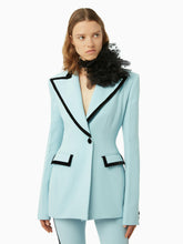 Charger l&#39;image dans la galerie, Tuxedo detail blazer in light blue- Nina Ricci
