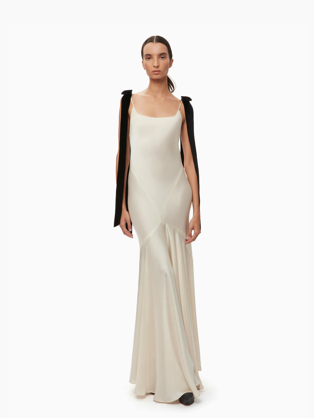 Long satin dress in champagne - Nina Ricci