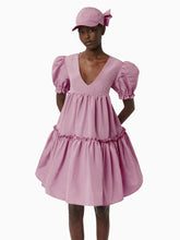 Charger l&#39;image dans la galerie, Taffeta babydoll dress in dark pink - Nina Ricci
