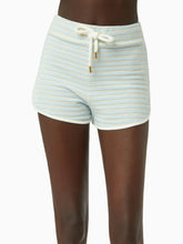 Charger l&#39;image dans la galerie, Striped terry cotton hotpants in blue and gold - Nina Ricci
