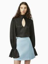 Load image into Gallery viewer, Leopard-jacquard cut-out blouse in black - Nina Ricci
