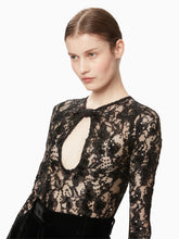 Load image into Gallery viewer, Sequin lace cut-out top in black - Nina Ricci
