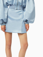 Charger l&#39;image dans la galerie, Mini a-line satin skirt in blue - Nina Ricci
