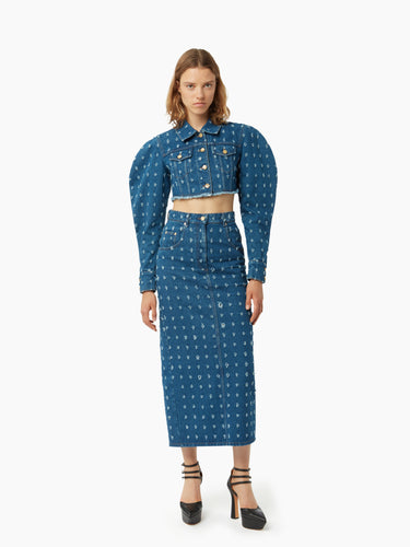 Long distressed denim skirt - Nina Ricci