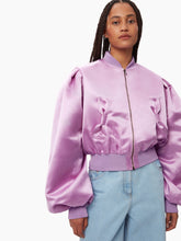 Charger l&#39;image dans la galerie, Satin cropped bomber lilac - Nina Ricci
