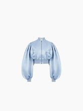 Charger l&#39;image dans la galerie, Satin cropped bomber in bluette - Nina Ricci
