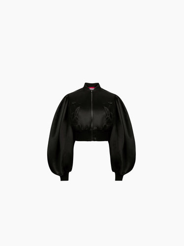 Satin cropped bomber in black - Nina Ricci