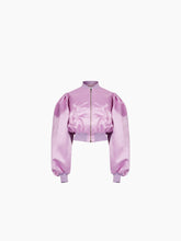 Charger l&#39;image dans la galerie, Satin cropped bomber lilac - Nina Ricci
