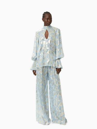 Lurex cut out shirt in light blue - Nina Ricci