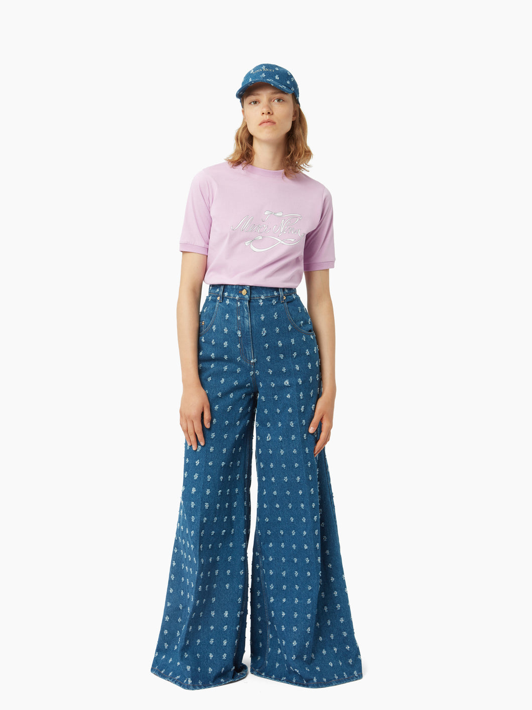 Distressed Denim Flare Jeans In Blue - Nina Ricci