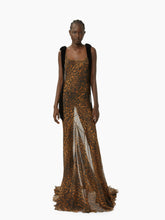 Charger l&#39;image dans la galerie, Long silk dress in leopard - Nina Ricci
