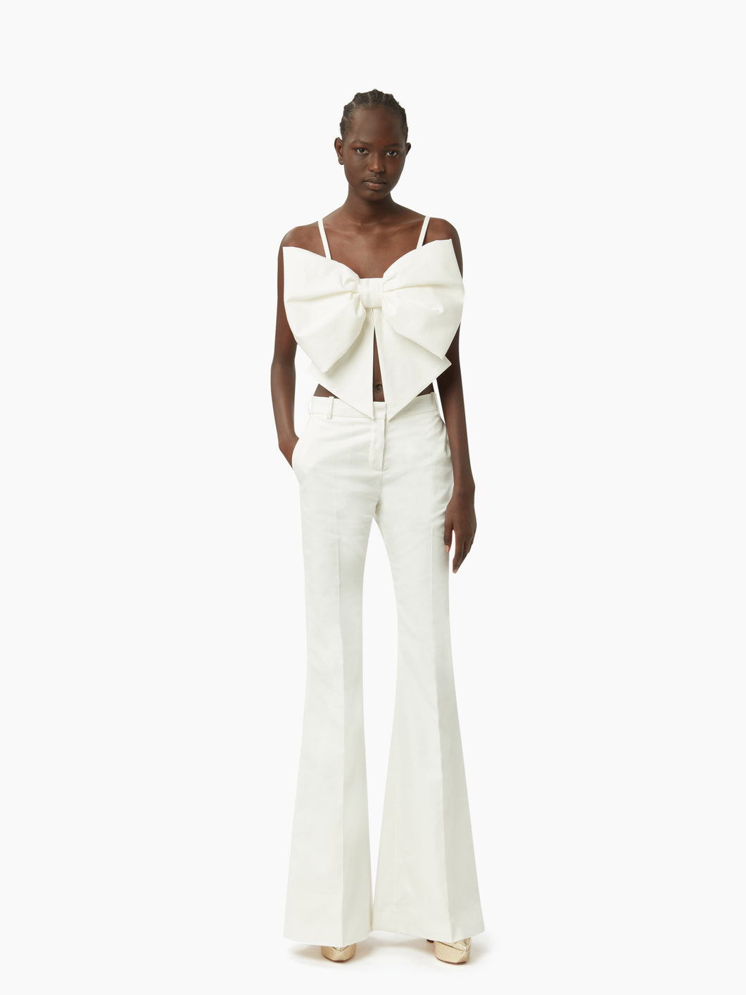 Linen bootcut pants in natural - Nina Ricci