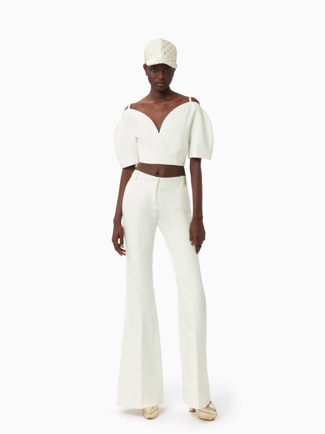 Heart neckline top in natural - Nina Ricci