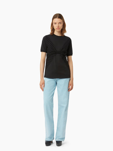 T-shirt with polka dot bow in black - Nina Ricci