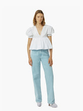 Load image into Gallery viewer, Babydoll top with ruched sleeves in white - Nina Ricci
