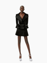 Charger l&#39;image dans la galerie, Satin peplum blazer in black - Nina Ricci
