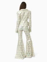 Charger l&#39;image dans la galerie, Guipure lace peplum blazer in silver - Nina Ricci
