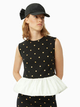 Load image into Gallery viewer, Polka dot peplum top in black - Nina Ricci
