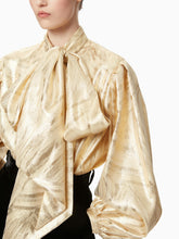 Load image into Gallery viewer, Pussy-bow shirt in gold - Nina Ricci
