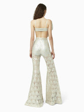 Charger l&#39;image dans la galerie, Guipure lace flare pants in silver - Nina Ricci
