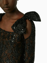 Charger l&#39;image dans la galerie, Long sequin lace dress in black - Nina Ricci
