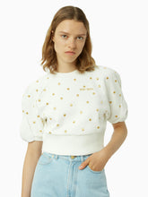 Charger l&#39;image dans la galerie, Cropped polka dot top in white gold - Nina Ricci
