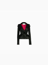 Charger l&#39;image dans la galerie, Satin peplum blazer in black - Nina Ricci
